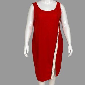 Bias-Cut Crimson Red Sleeveless Dress - Size XL